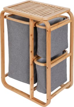 Lumaland Wasmand van bamboe - 1 XL vak + 2 compacte vakken 49,5 x 33 x 71 cm grijs — thumbnail 1