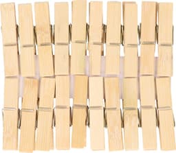 Wasknijpers voor wasgoed ophangen - bamboe hout - 40x stuks - beige - 7 cm — thumbnail 3