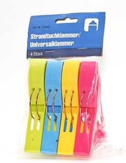 Trendoz Handdoeken knijpers XL - 4x - kleurenmix - kunststof - 12 cm - wasknijpers in groot formaat — thumbnail 4