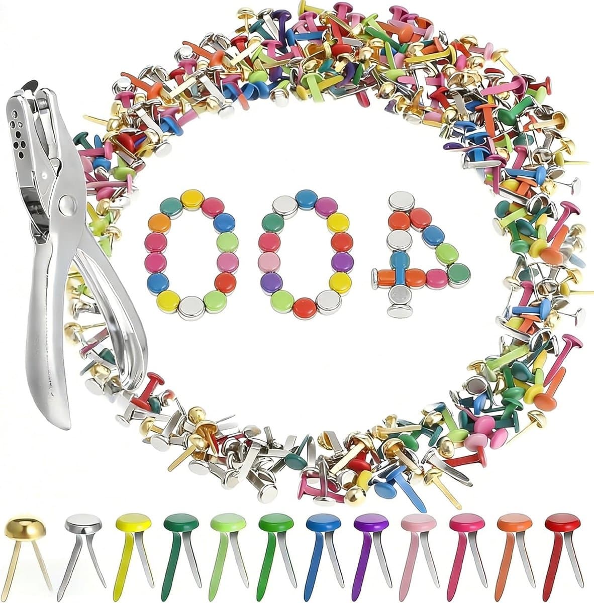 401 Stuks Mini Kleurige Patroon Clips voor Scrapbooking en Creatieve Projecten - 8 x 17mm Ronde Hoofd Clips voor School en Kantoor — afbeelding 1