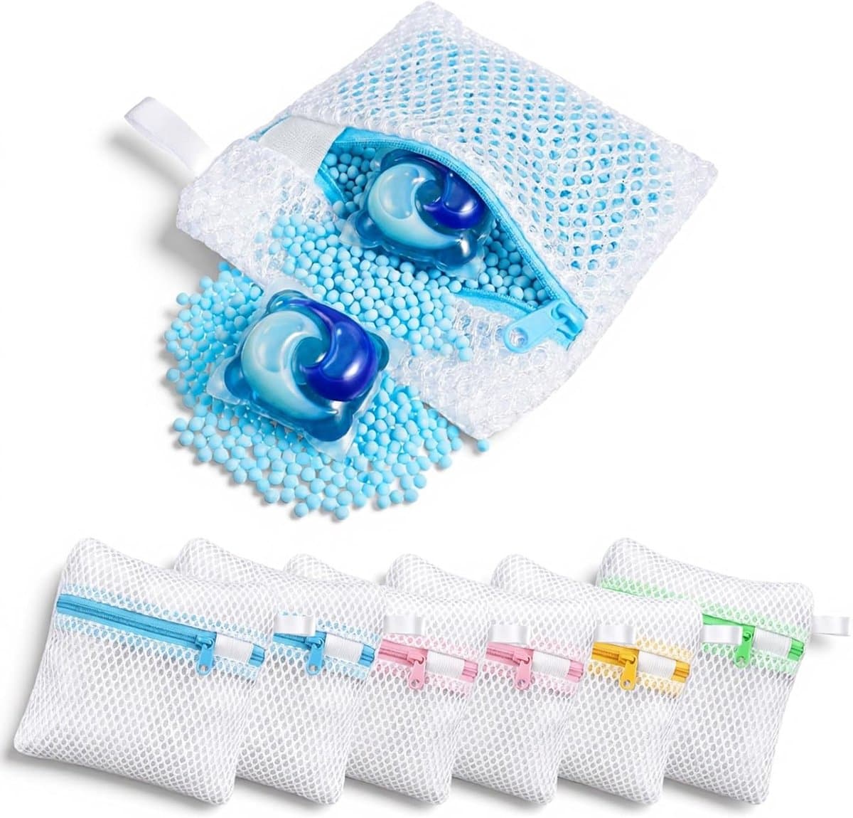 Duurzame mini-waszakken voor sokken en ondergoed, 6 stuks, honingraatstructuur, ideaal voor delicate was — afbeelding 1