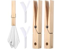 Houten Wasknijpers - Grote Clips - Handdoeken Ophangen - Natuurlijk Hout - 2 stuks 30 cm - Naturel
