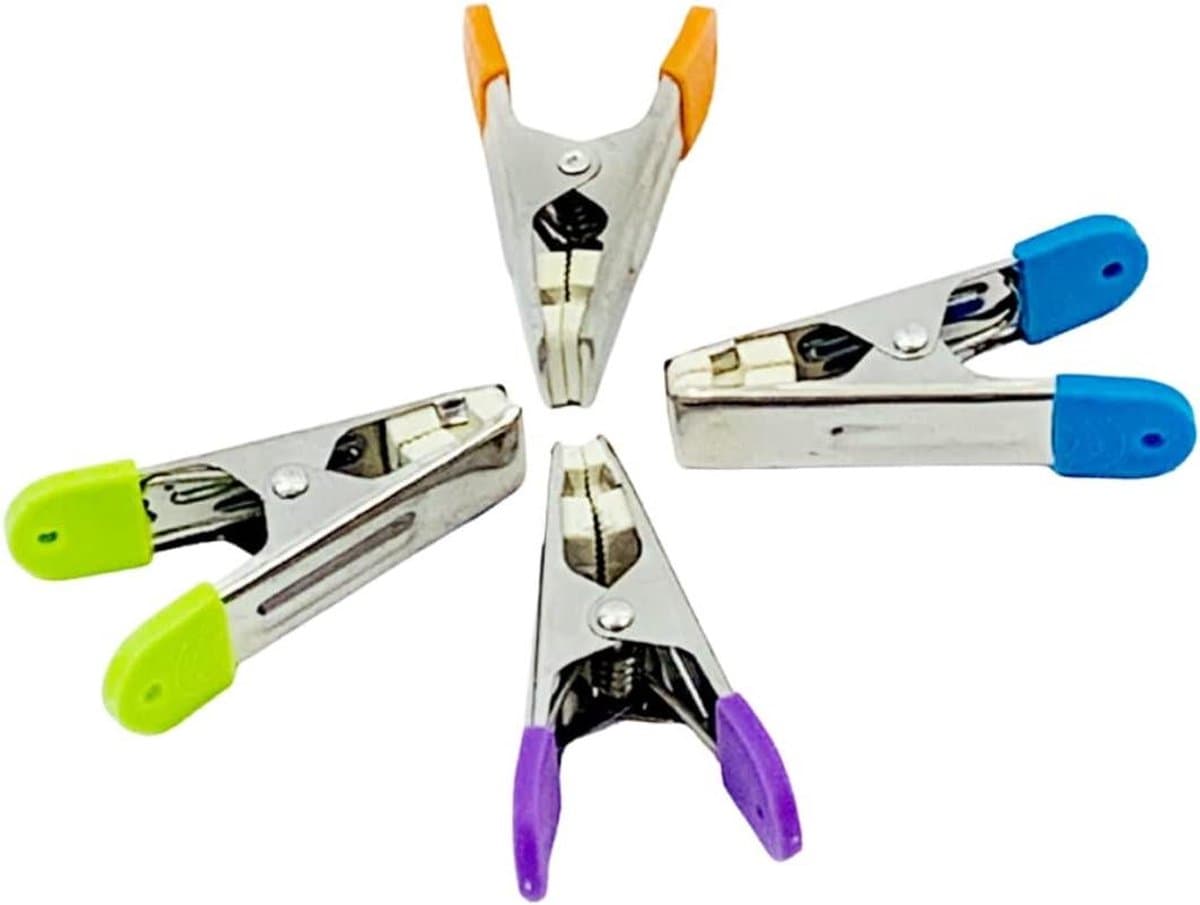 Wasknijpers RVS - Duurzame Kledingclips - Was Buiten Drogen - Zachte Plastic Pads - 6 Cm Lengte - Meerkleurig — afbeelding 1