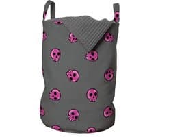 MTTproducts- Waszak Set van 2 - Duurzaam Polyester - Wasmand met Handgrepen - Trekkoordsluiting - 33 cm x 50 cm - Donker Taupe Roze - Opbergmand
