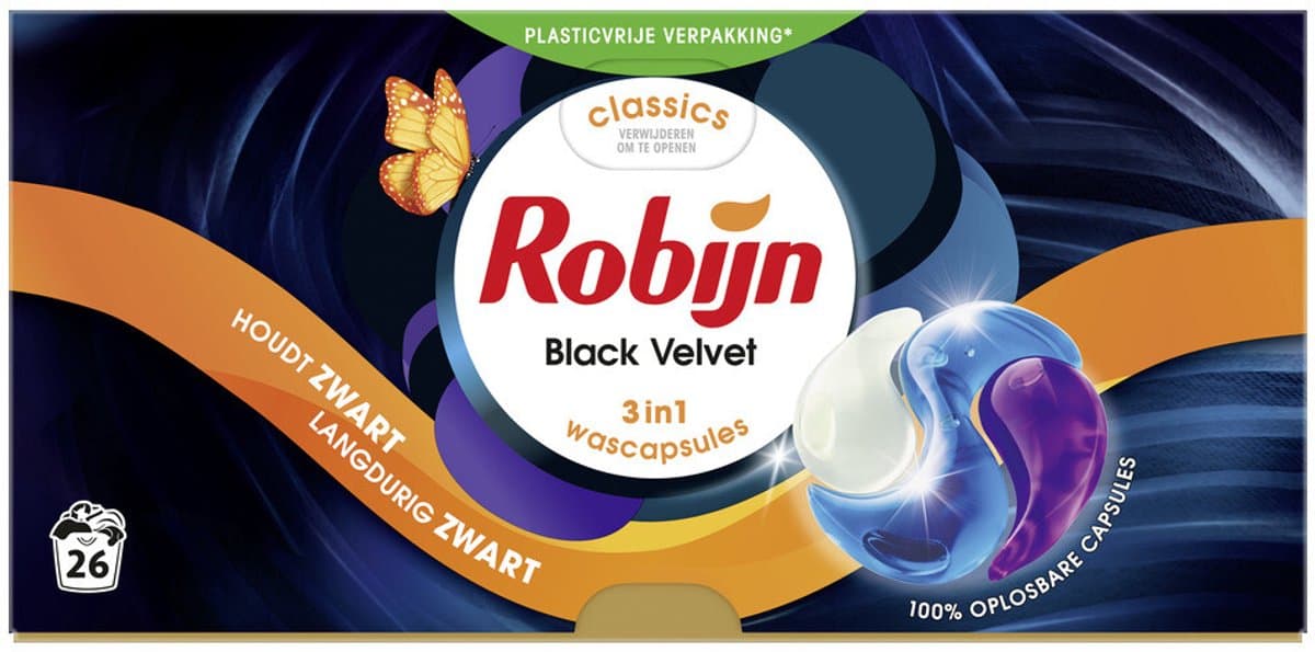 Robijn Wascapsules 3-in1 Black Velvet 26 stuks — afbeelding 1