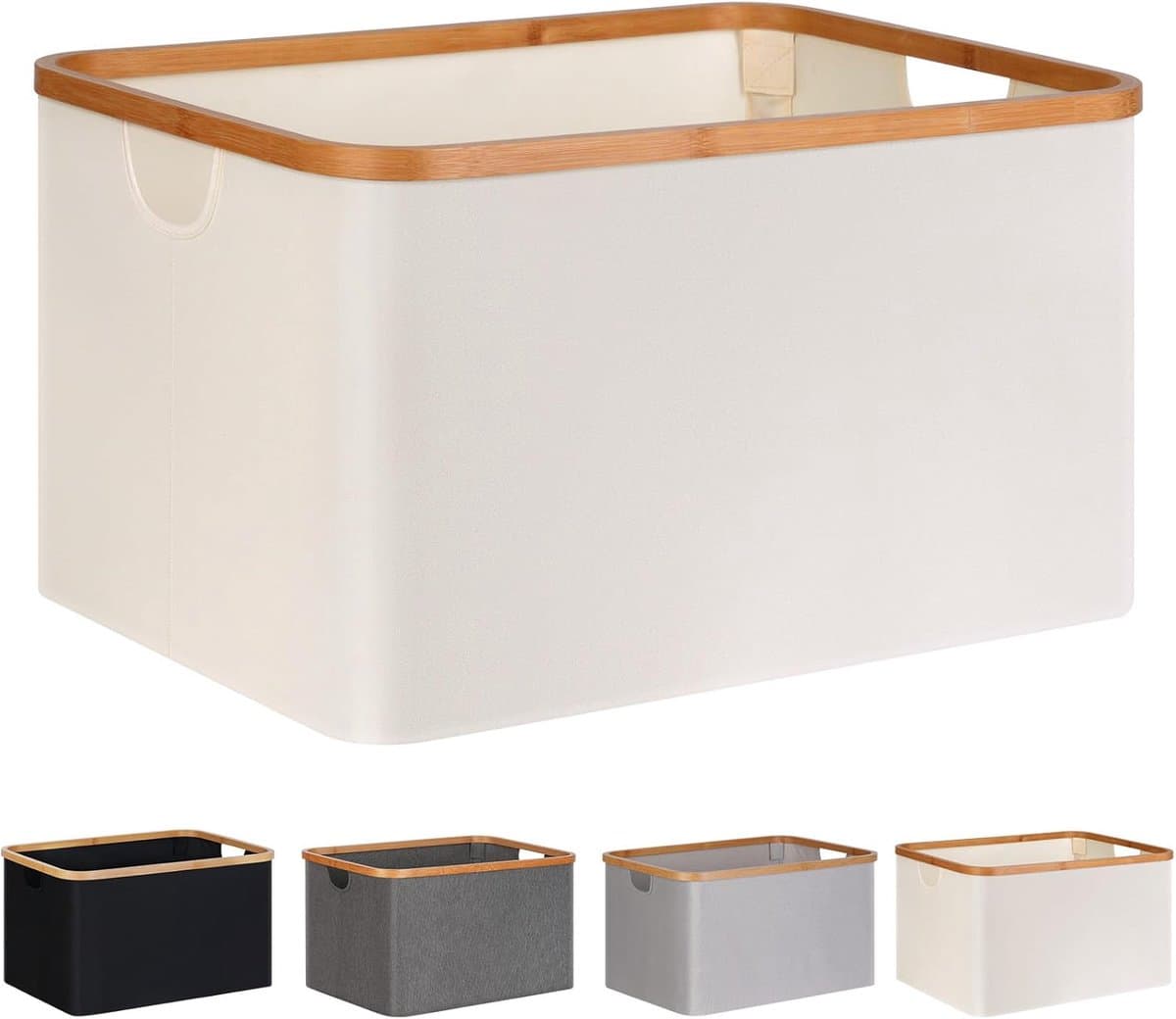 Opvouwbare wasmand – 45x30x22 cm, bamboevezel, badkamer/slaapkamer (beige) — afbeelding 1