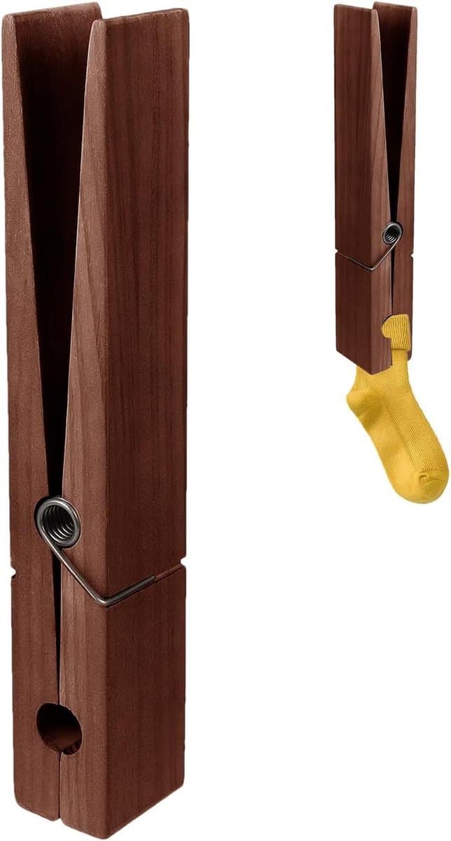 Gigantische Houten Wasknijpers - Grote Kledingclips - Handdoeken Ophangen - Wandvriendelijk Ontwerp - 30 cm - Bruin — afbeelding 1