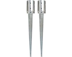 vidaXL - Grondpinnen - 2 - st - 10x76 - cm - gegalvaniseerd - staal - zilverkleurig — afbeelding 1