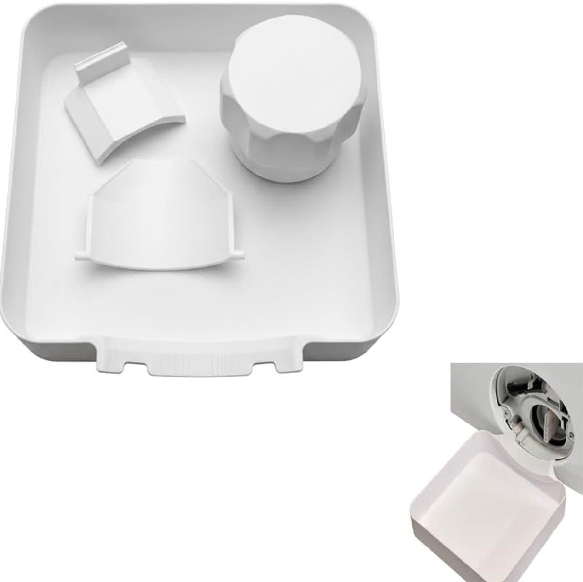 Wasmachine-opvangbak, PP-opvangbak wasmachine met 2 stuks geleidingsplaat en moer voor noodlediging, stabiele afvoerbak wasmachine Samsung en de meeste wasmachines — afbeelding 1