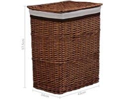Wasmand – Wasbox – Wassorteerder – Opbergmand – Waszak – Handgevlochten Wilgentakken – Ruime Inhoud 43x34x57,5 cm
