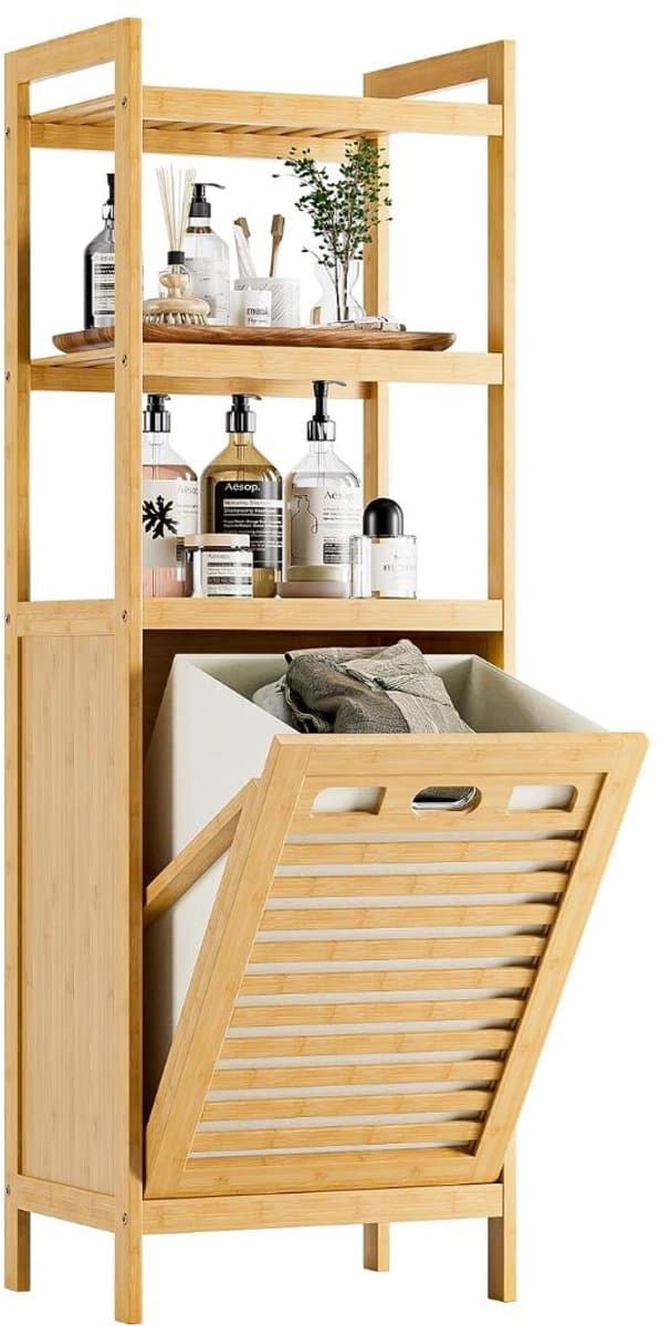 KLS® Wasmand 1 Vakken - Wasmand - Wasbox met 1 Vakken - Naturaal - 30cm x 40cm x 119cm — afbeelding 1