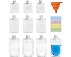 20 st navulbare reisflesjes voor douchegel zeep 30ml 50ml 100ml | herbruikbare vloeistofzakjes met siliconen trechter & label | voor shampoo douchegel lotion sap toiletartikelen op reis