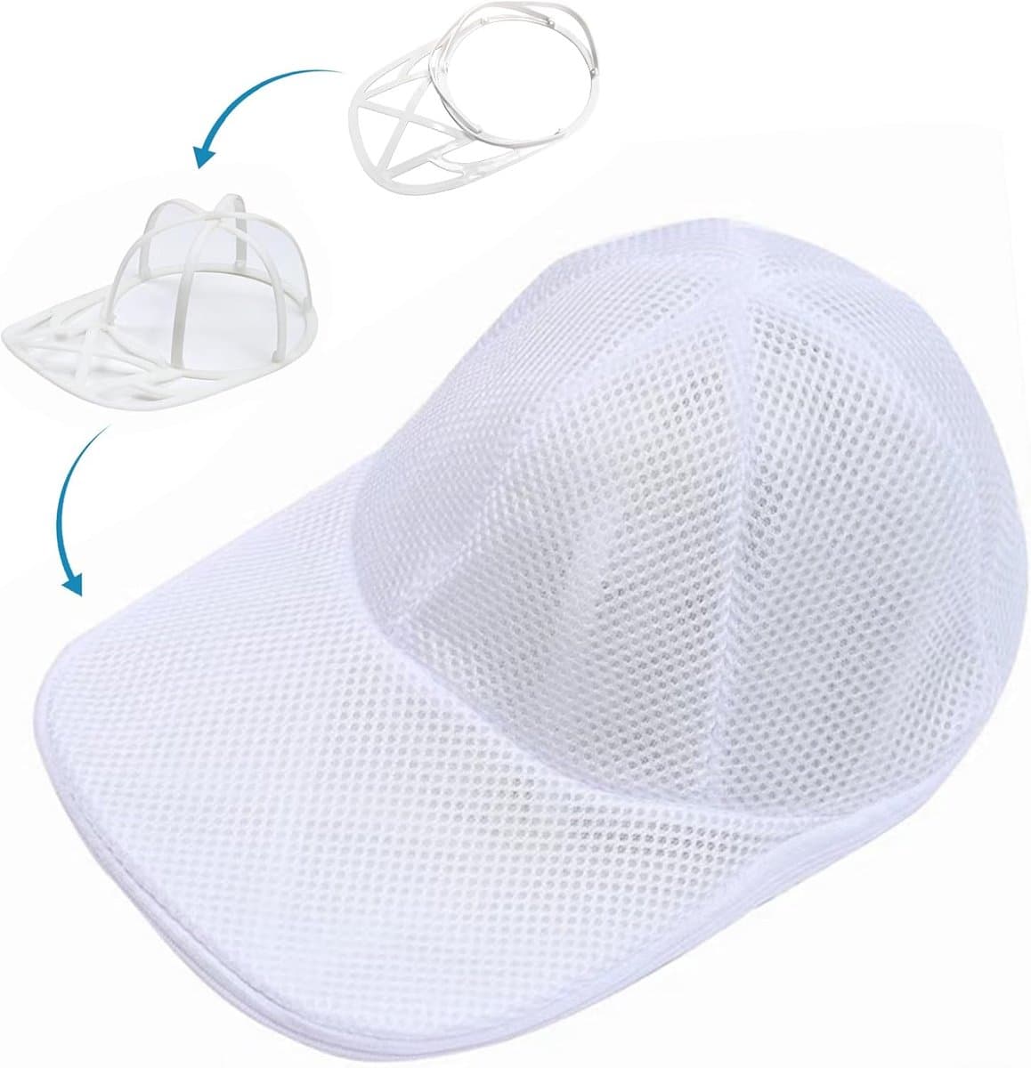 Wasrek voor baseballpetten, reinigingsrek voor petten, opvouwbaar rek voor petten voor de wasmachine en vaatwasser, beschermrek voor baseballpetten met wasframe — afbeelding 1