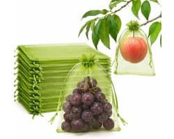 Druivenzakjes - Groen - 15 x 10 cm - Organza met Trekkoordsluiting - Voor Kleine Fruitsoorten