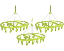 Droogcarrousel/droogmolen groen met 20 knijpers 41 x 32 cm - 3x - Droogrek/Droogmolen/Wasrekje