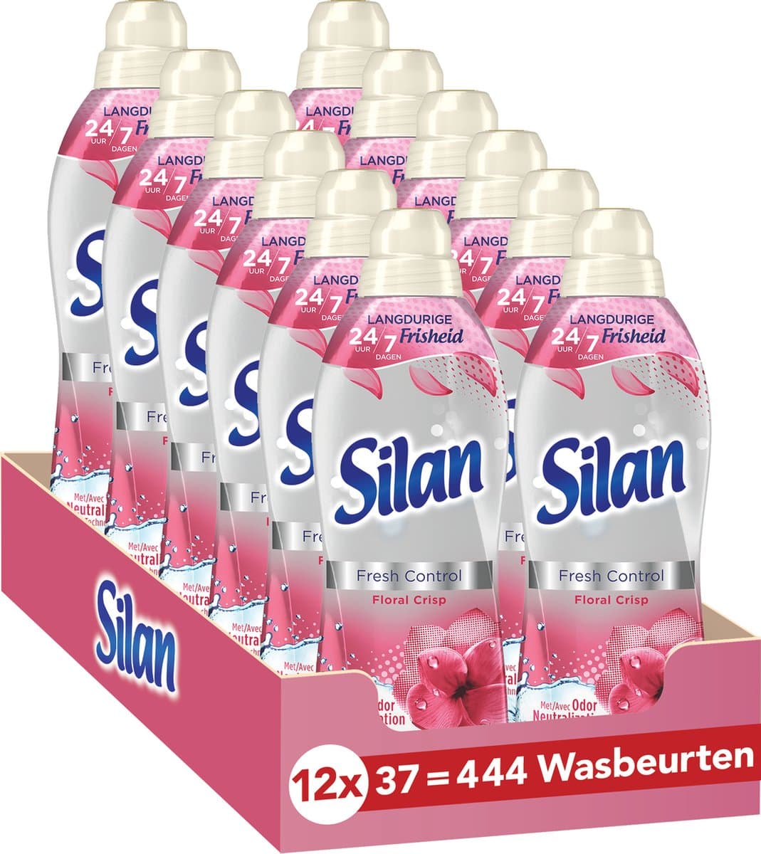 Silan Floral Crisp - Wasverzachter - Zijdezachte Was - Langer Stralende Kleding - Langdurige Frisheid - Voordeelverpakking - 12 x 37 wasbeurten — afbeelding 1