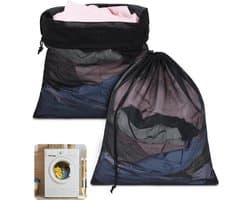 Waszakken groot voor wasmachine 50 x 60 cm, set van 2 met trekkoord, wasnet, fijnmazig, herbruikbare waszakken voor college, slaapzaal en woning