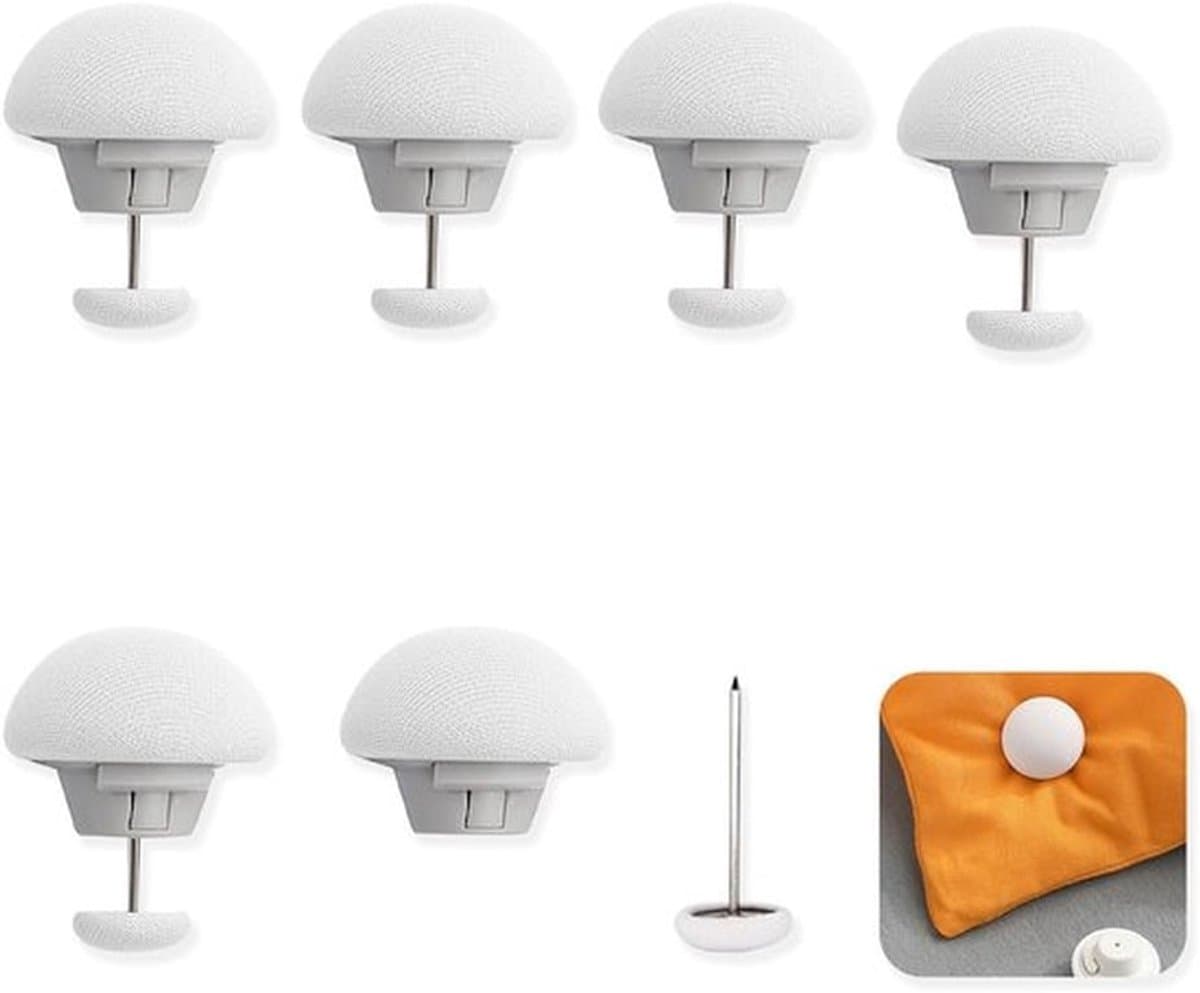 Dekbedovertrek Clips Antislip - Bevestigingsclips Paddestoel - Quilt Klemmen - Decoratieve Fixatie - Set van 6 Wit - Duurzaam Materiaal - Bedklemmen — afbeelding 1