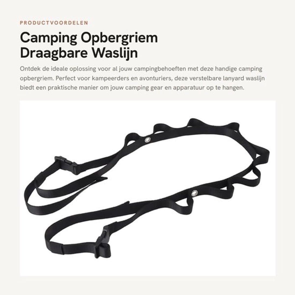 Opbergriem Verstelbaar - Draagbare Waslijn - Nylon Touw - Camping Gear - Sterk Draagvermogen - Eenvoudig Ontwerp — afbeelding 1