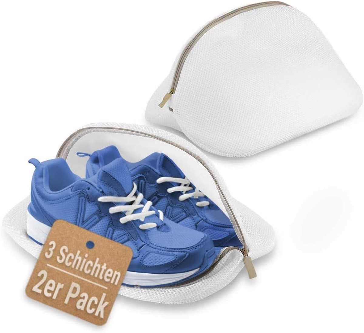 ecooe Waszak voor Schoenen in Wasmachine, 2 Stuks Waszakken, Herbruikbaar Wasnet met Ritssluiting, Wasmachinewaszakken voor Sneakers,Beha, Sokken — afbeelding 1