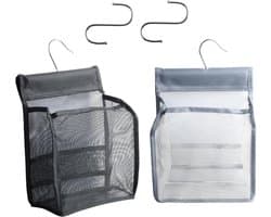 Herbruikbare wasknijperzakken voor het ophangen van was, praktische wasmand en accessoires voor huis en tuin (zwart, grijs)