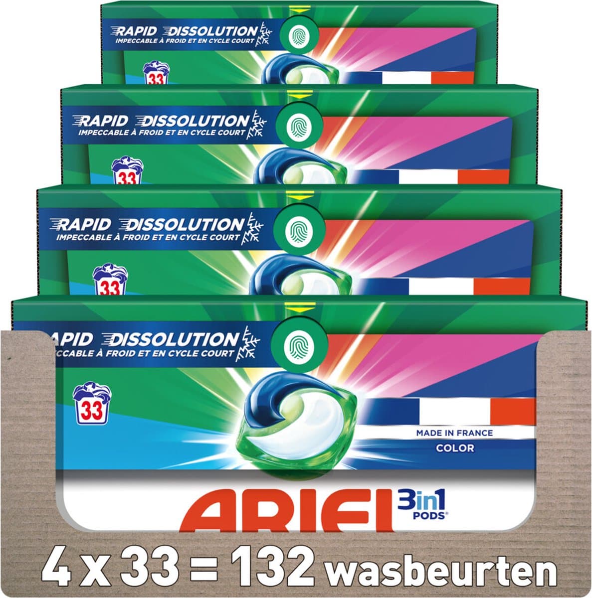 Ariel 3in1 Wasmiddel Pods Color - 4 x 33 stuks - Voordeelverpakking — afbeelding 1