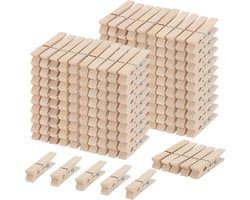 200 Stuks Grote Wasknijpers van Hout - Ideaal voor Waslijn en Knutselen