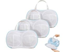 Set van 3 - Waszakken voor ondergoed - Waszakken voor bh's - Waszakken met plastic bh-houder - Herbruikbaar - Met ritssluiting - Geschikt voor de wasmachine - 20*34 cm