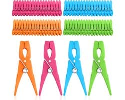 Kleurige en Sterke Kledingknijpers - 72 Stuks, Windbestendig voor Waslijnen en Hangers, Ideaal voor Buitengebruik en Thuisgebruik
