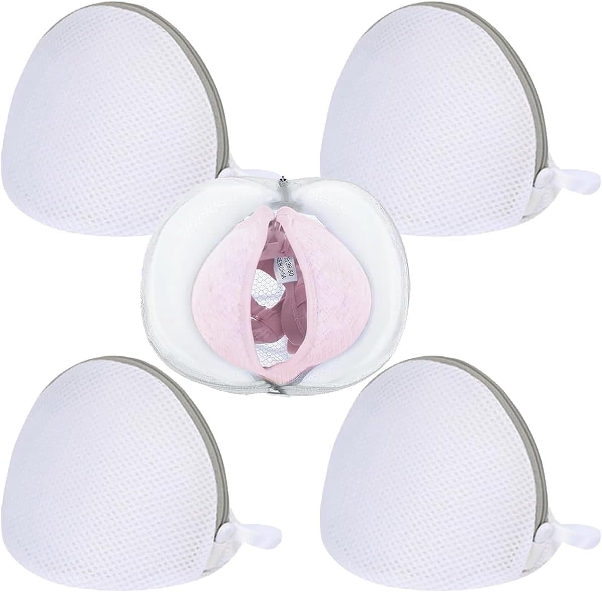 5 stuks wasnet, beha, wasnet voor wasmachine, waszakje voor ondergoed en sokken, beha-net voor wasmachine, halve cirkelvorm, 19 x 17 cm, beschermt gevoelige kleding — afbeelding 1