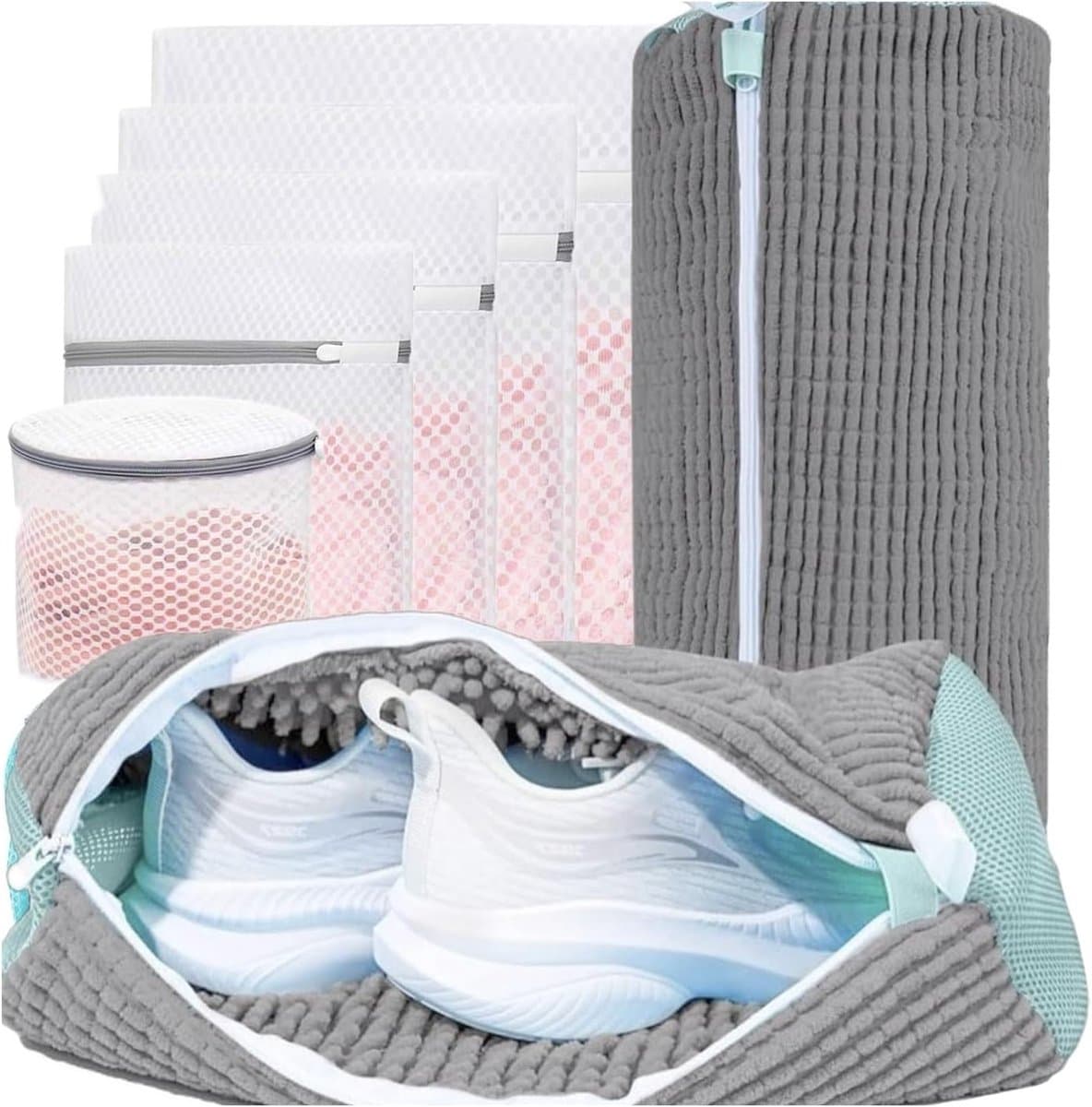 Waszakken voor schoenen en kleding, microvezel met rits, ideaal voor kledingbescherming en delicate was — afbeelding 1