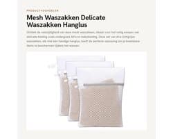 Dailygoods- Waszak Klein - 3 Stuks - Antislip Rits - Hanglus - Mesh Design - Lichtgrijs - 30 x 23 cm - Wasnet