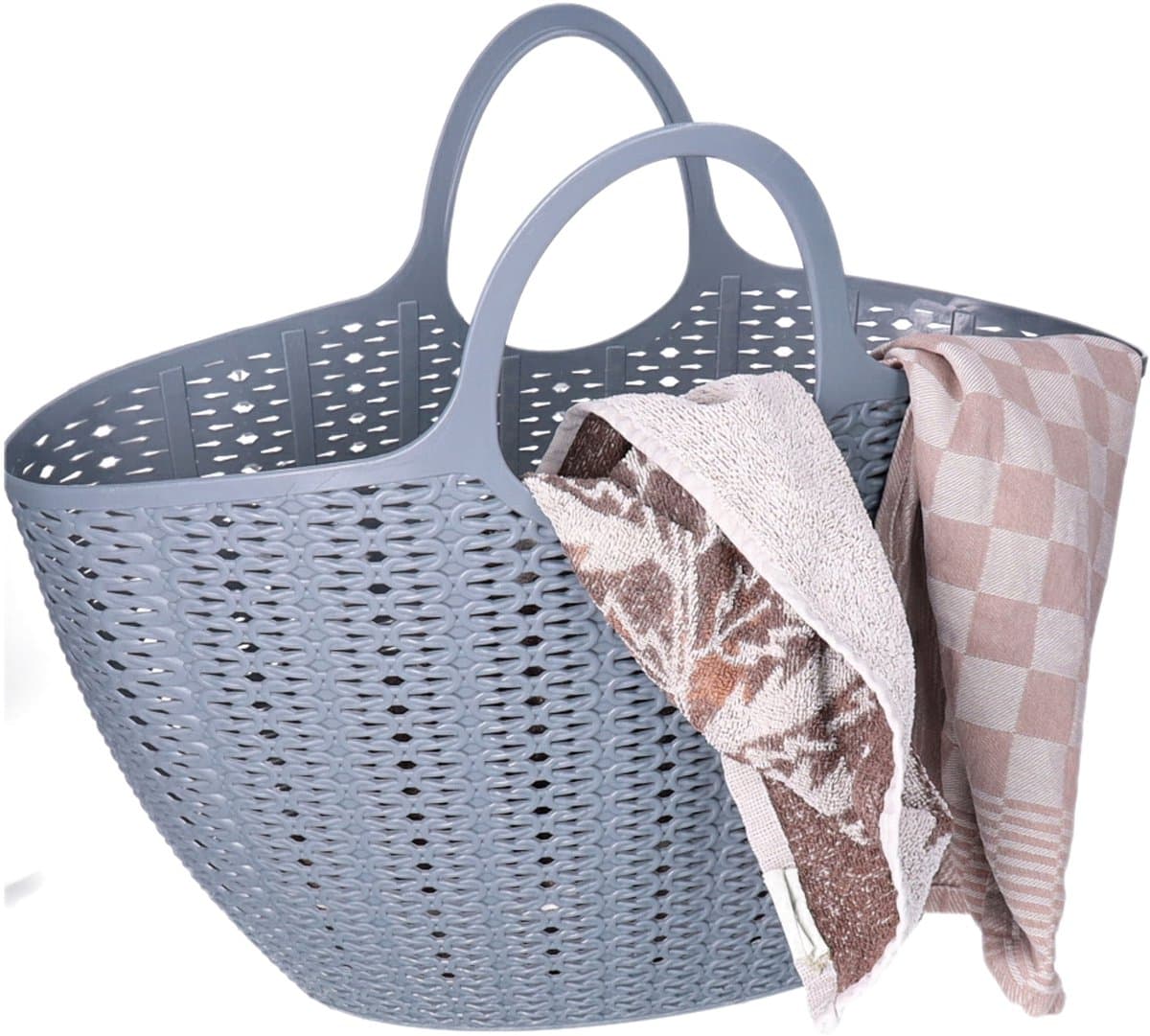CM Flexibele wasmand of draagtas - grijs - 22 liter - kunststof - 50 x 20 x 40 cm - opbergen — afbeelding 1