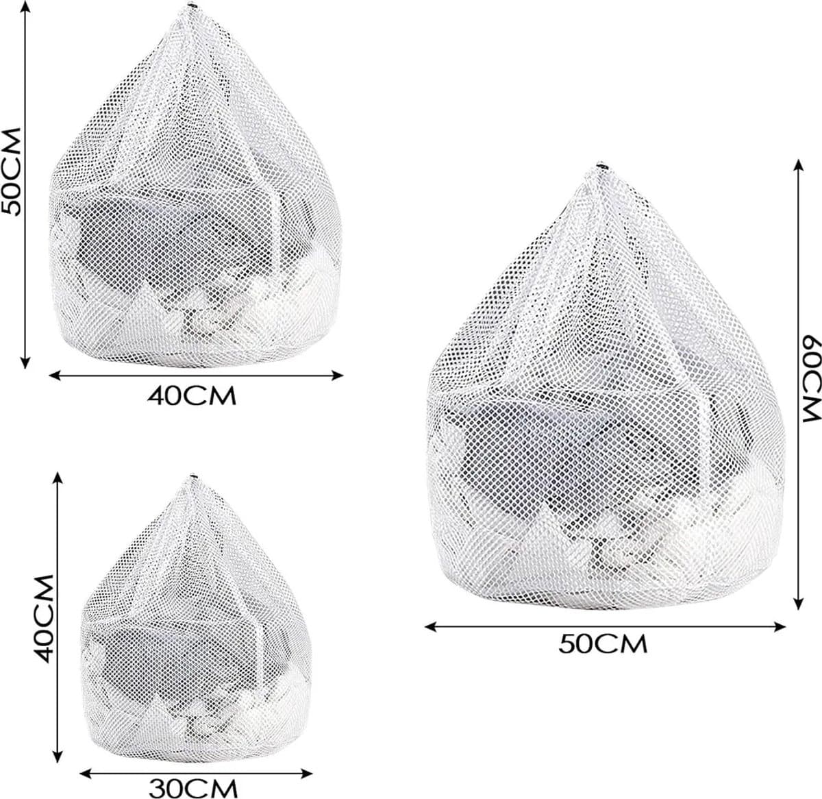 Een set van 3 herbruikbare waszakjes van mesh, Geschikt voor delicate kleding, Geschikt voor een trekkoord Geschikt voor gemakkelijk meenemen op reis. Perfect Geschikt voor het opbergen van overhemden, kousen, ondergoed en broeken. — afbeelding 1