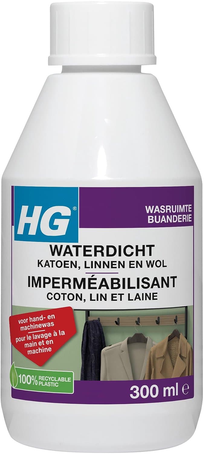 HG Waterdicht Voor Katoen, Linnen, Wol En Gemengde Textielsoorten, Kleding En Accessoires, Waterdichte Formule, Voor De Wasmachine Of Handwas, Effecti — afbeelding 1