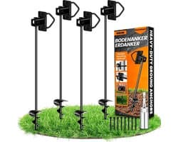 Grondanker - Zwart - 4 x 65 cm - Robuuste Grondankers voor Tuin en Camper