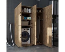 Roomart DORA-II Wasmachine Ombouwkast 130x186 cm - Eiken