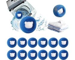 12 stuks haarvangers voor wasmachine, herbruikbaar, om haar op te vangen in de wasmachine, ballen voor wasmachine, voor honden, katten, pluche in de wasmachine