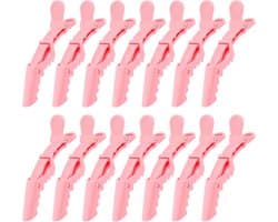14 Roze Alligator Haarclips voor Styling Secties - Grote Salon Haarclips voor Verven en Knippen — afbeelding 1