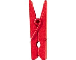 Mini Wasknijpers 24 Stuks - Houten Klemmen in Rood, 2,5 cm