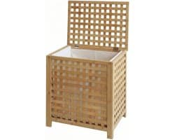 CLP Wasmand met deksel - Ronthy - Wasbox - Waszak 70L wasbaar uitneembaar - Bamboe Frame - voor Badkamer - natura