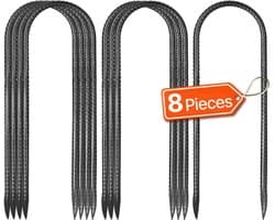 Grondankers - U-vorm Grondpennen & Tentharingen - Afmeting 30,5 x 8,2 cm - Diameter 8 mm - Verzinkt Staal - Voor Tenten, Luifels & Trampolines - Set 8 Stuks