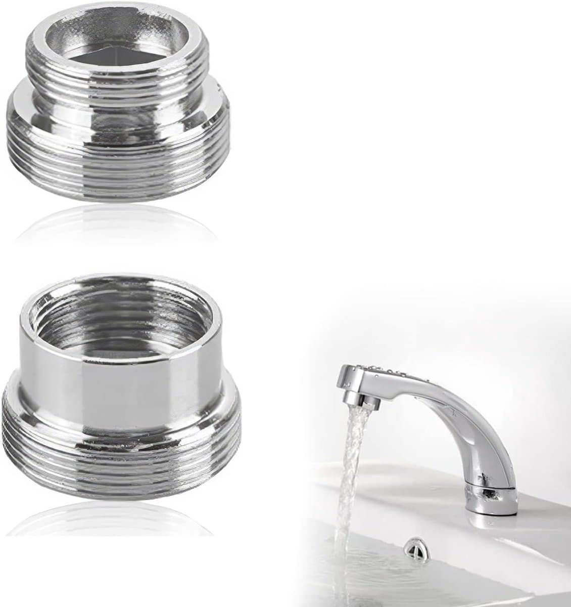 2-pack kraanadapters 16 mm naar 22 mm en 22 mm naar 16 mm | wastafel en keukenkraan adapter | luchtreiniger slang adapter - set van 2 — afbeelding 1