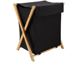 Tendance Wasmand met 1 compartiment - bamboe hout - zwart - inklapbaar