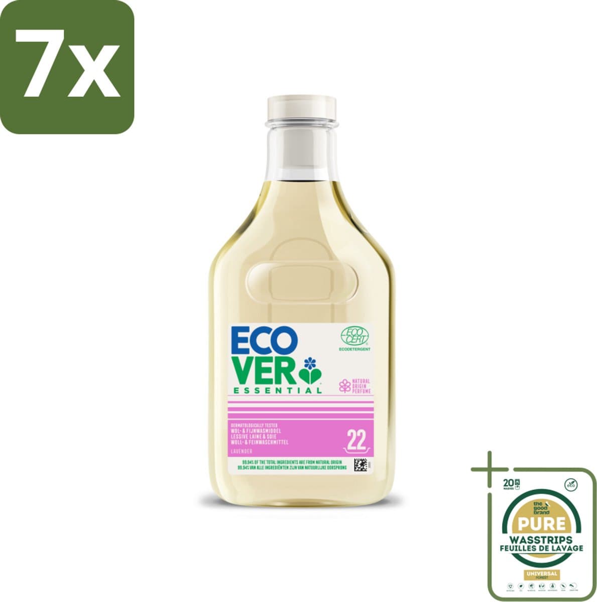 7 x Ecover - Vloeibaar wasmiddel Essential - Wol & Fijnwas - 1 liter - 22 wasbeurten - Grootverpakking - Wasmiddel Wol En Fijnwas - Delicate Stoffen Was - Milieuvriendelijk Wasmiddel - Zacht Wasmiddel - Plantage Wasmiddel — afbeelding 1