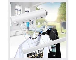 Waslijn Wandmontage - Intrekbare Drooglijn - Kleding Drogen - Vijf Sterke Lijnen - 18 Meter Droogruimte - Wit