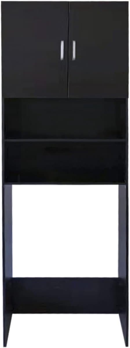 Wasmachine Kast - Droger Ombouw - Ruimte Besparen - Met Opbergvakken - 190 cm Hoog - Zwart — afbeelding 1
