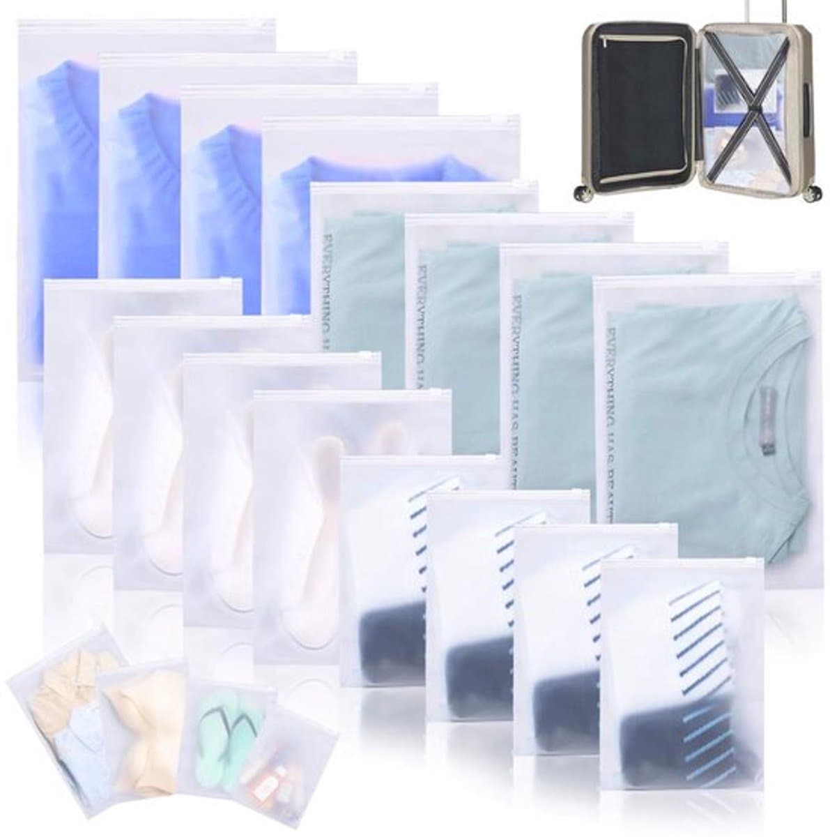 Dailygoods- Opbergzakken 16 Stuks - Ruimtebesparende Opbergtassen - Kledingzakken - Compressiezakken - Luchtdichte Zak - Ideaal voor Koffer - Opbergzak — afbeelding 1