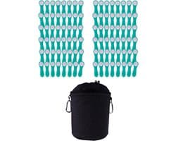 Kledingknijpers 96 stuks - Turquoise - Stevige grip - Ideaal voor delicate kleding - ShopVlot