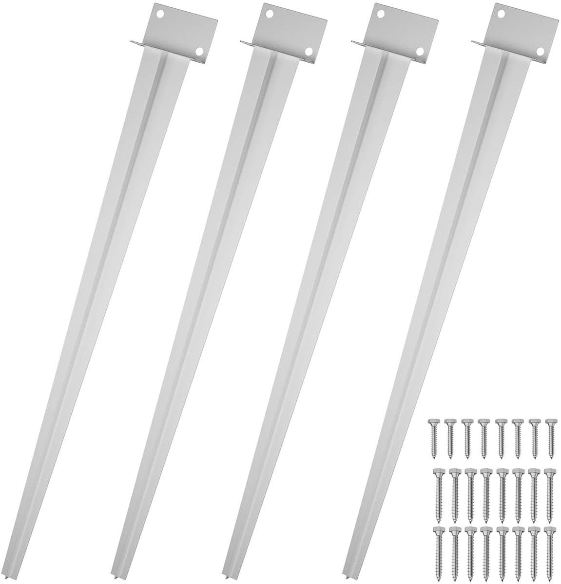 Grondhulzen L-vorm - Paalhouders Bodemankers - Palen Verankeren - Verzinkt Staal Punt - 70 cm - Zilver — afbeelding 1